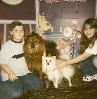 My brother, Tippsy, Sydney (my grandparents' pom), and I... Halloween 2003