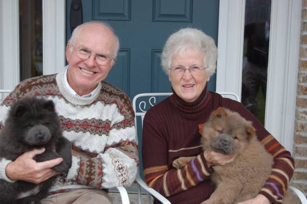 Jim and Anita Robinson, my parents with Leo (blue) and Max (cinnamon)